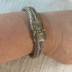 Two Tone‎ Double Cable Hinged Bangle Bracelet